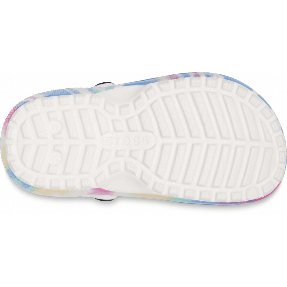 Blue / Multi Girls' Crocs Classic Lined Tie-Dye Graphic Clogs | NZ 1527LISH